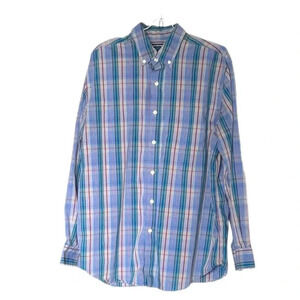 Saddlebred Wrinkle Free Stretch Plaid Button Up Long Sleeve Men’s Shirt Large